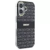 DKNY DKHMP16SHRHSEK Custodia rigida per Apple iPhone 16 6,1 pollici - nero con motivo texture ripetuto e strisce