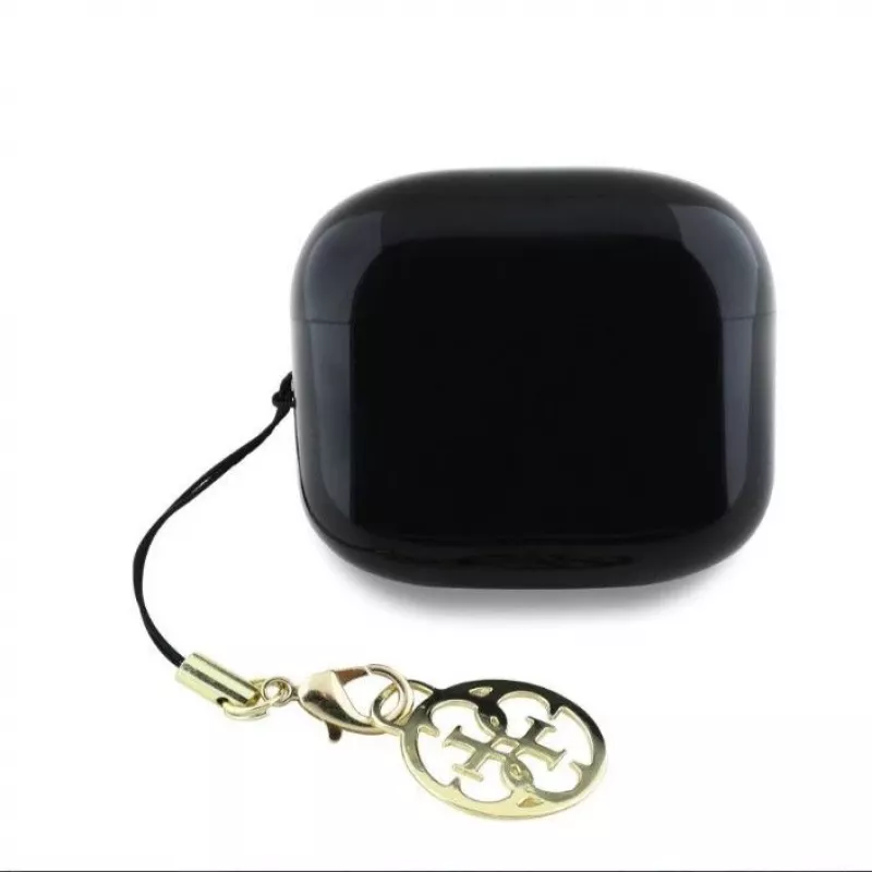 Guess Glossy Effect Printed Classic Logo & Charm auricolari TWS Bluetooth con custodia di ricarica (nero)