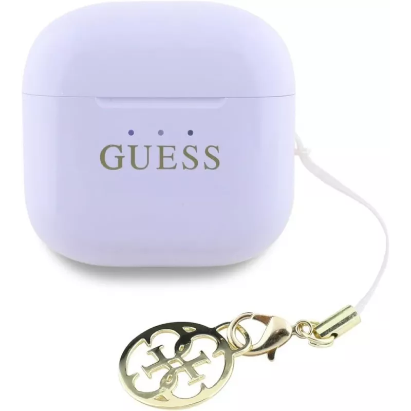 Guess Glossy Effect Printed Classic Logo & Charm auricolari TWS lavanda