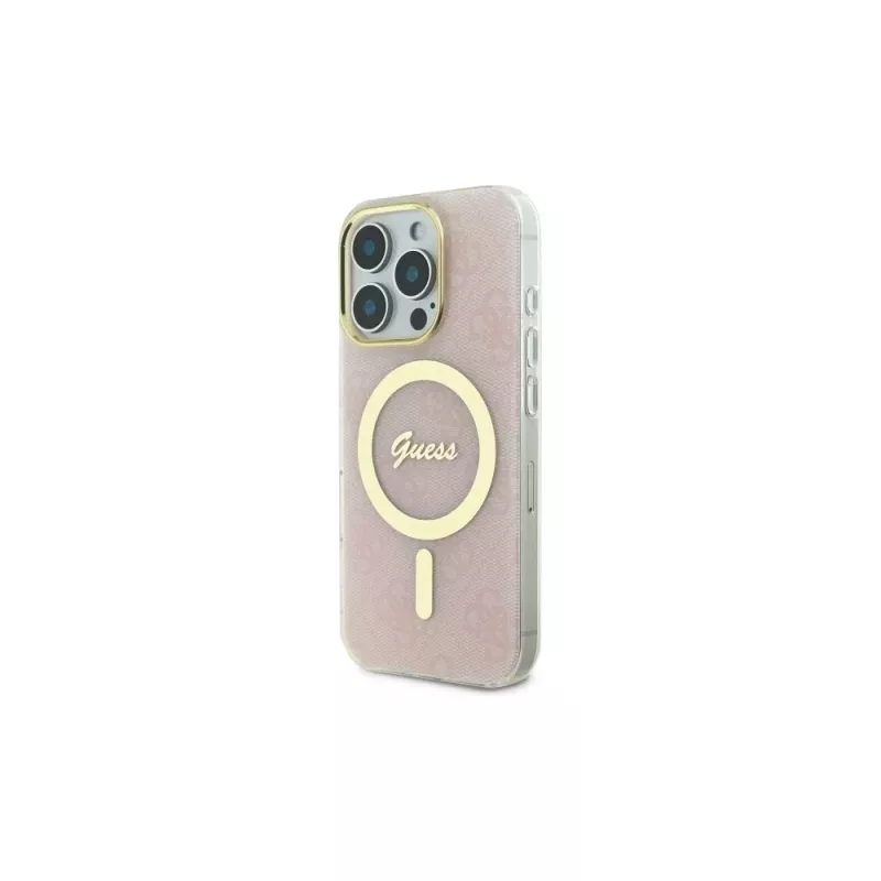 Guess GUHMP16LH4STP custodia rigida IML 4G MagSafe per iPhone 16 Pro 6,3 inch rosa