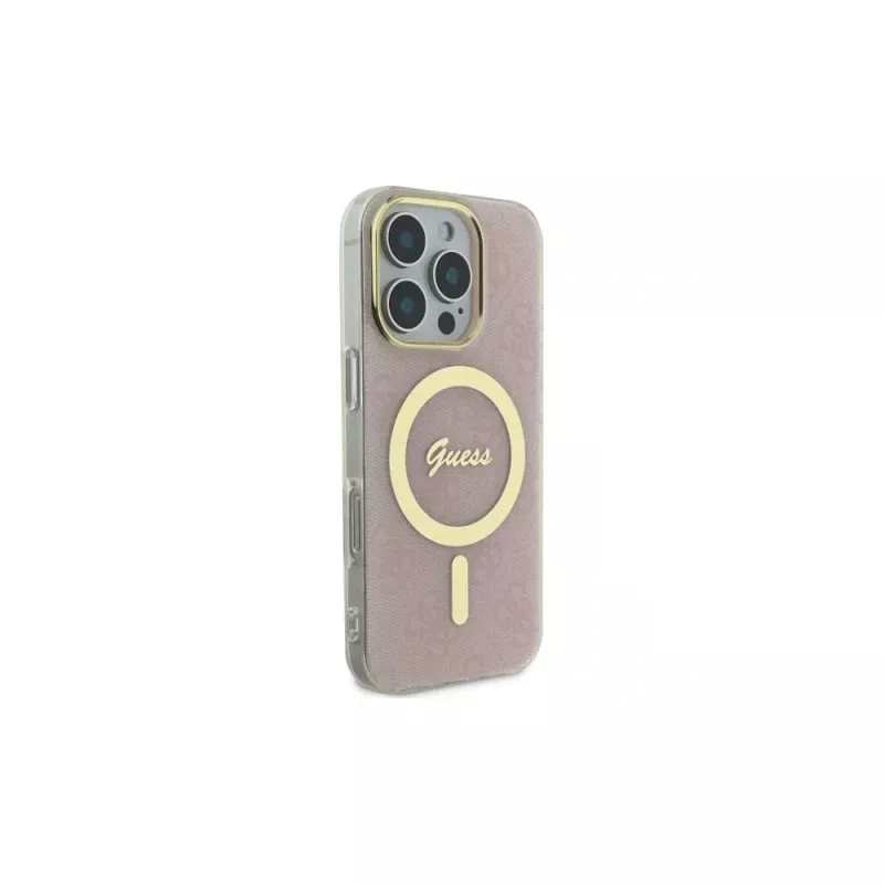 Guess GUHMP16LH4STP custodia rigida IML 4G MagSafe per iPhone 16 Pro 6,3 inch rosa