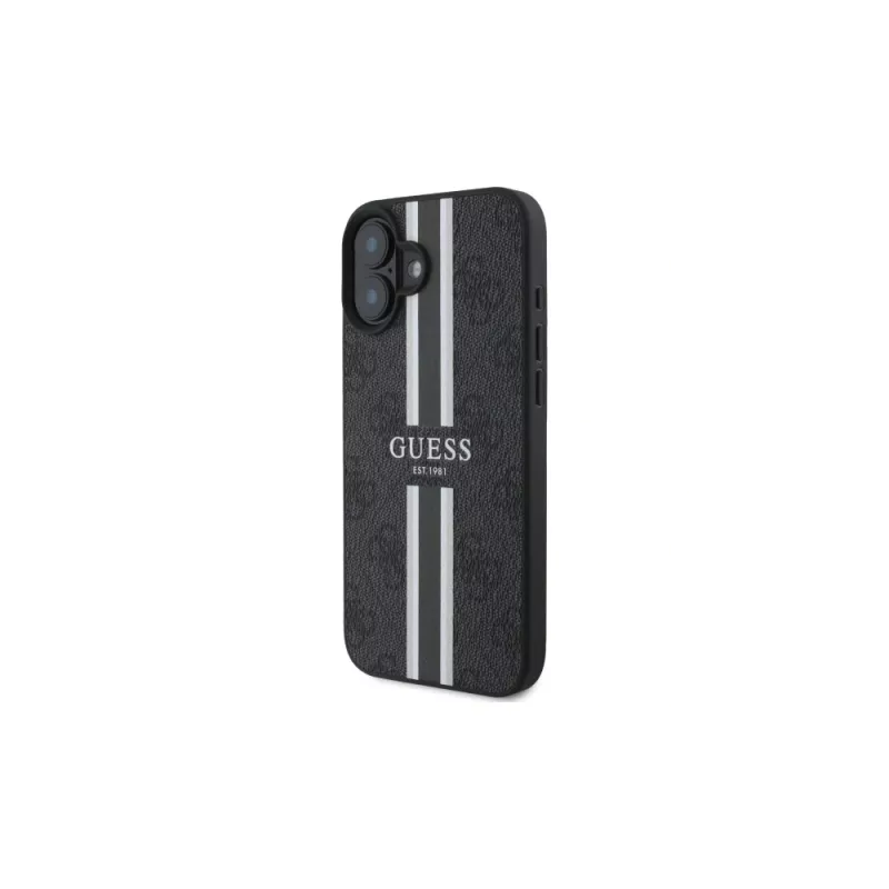 Guess GUHMP16SP4RPSK iPhone 16 6.1 inch custodia rigida nero 4G Printed Stripes MagSafe