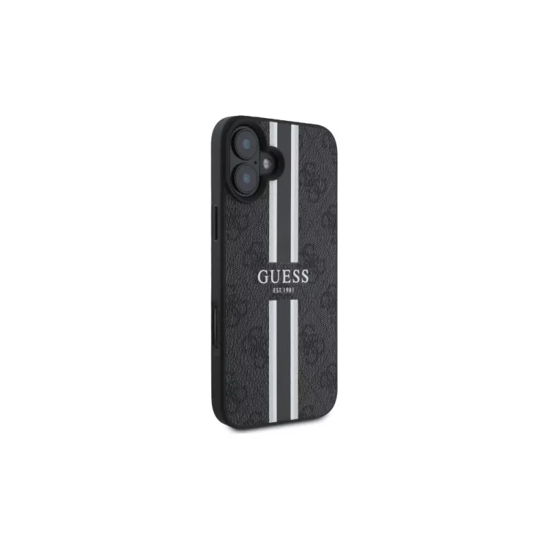 Guess GUHMP16SP4RPSK iPhone 16 6.1 inch custodia rigida nero 4G Printed Stripes MagSafe