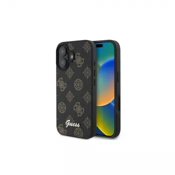 Guess Peony Script custodia MagSafe per iPhone 16 Plus (nero)