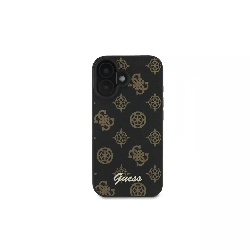 Guess Peony Script custodia MagSafe per iPhone 16 Plus (nero)