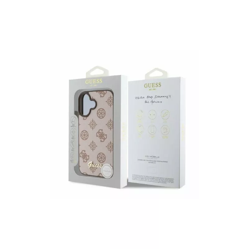 Guess Peony Script custodia MagSafe per iPhone 16 (marrone)