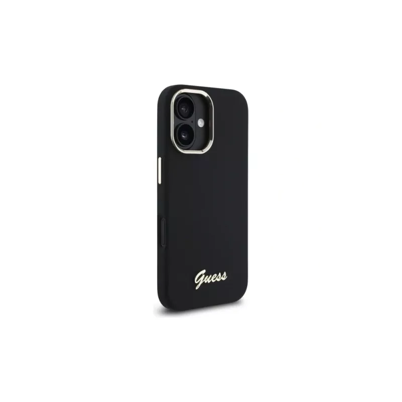 Guess GUHCP16MSMBSLK custodia rigida in silicone Script Metal Logo & Frame per Apple iPhone 16 Plus 6,7