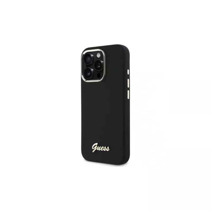 Guess GUHCP16XSMBSLK iPhone 16 Pro Max 6.9 nero custodia rigida silicone Script Metal Logo & Frame