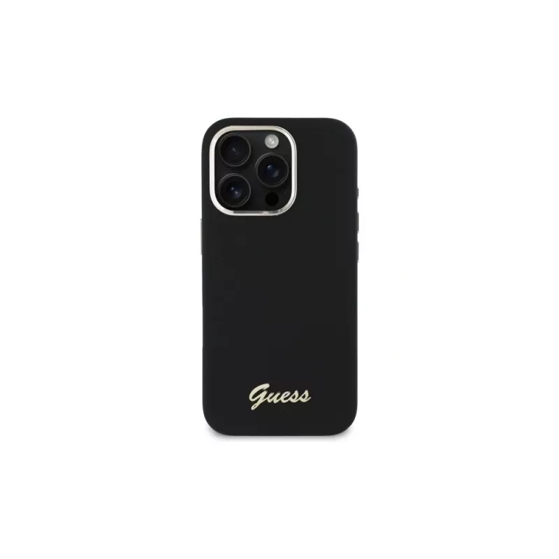 Guess GUHCP16XSMBSLK iPhone 16 Pro Max 6.9 nero custodia rigida silicone Script Metal Logo & Frame
