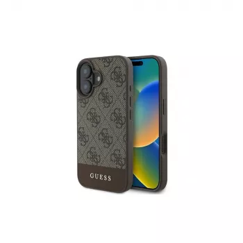 Guess 4G Bottom Stripe Case per iPhone 16 Plus (marrone)