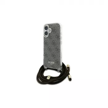 Guess GUHCP16SHC4SEW iPhone 16 6.1 custodia rigida Crossbody Cord 4G Print marrone