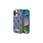 Guess GUHMP16SU4GPRB iPhone 16 6.1 custodia rigida blu 4G Logo Plate MagSafe