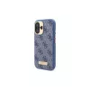 Guess GUHMP16SU4GPRB iPhone 16 6.1 custodia rigida blu 4G Logo Plate MagSafe
