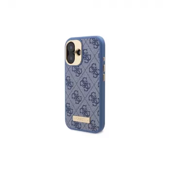 Guess GUHMP16MU4GPRB iPhone 16 Plus 6.7 blu custodia rigida 4G Logo Plate MagSafe