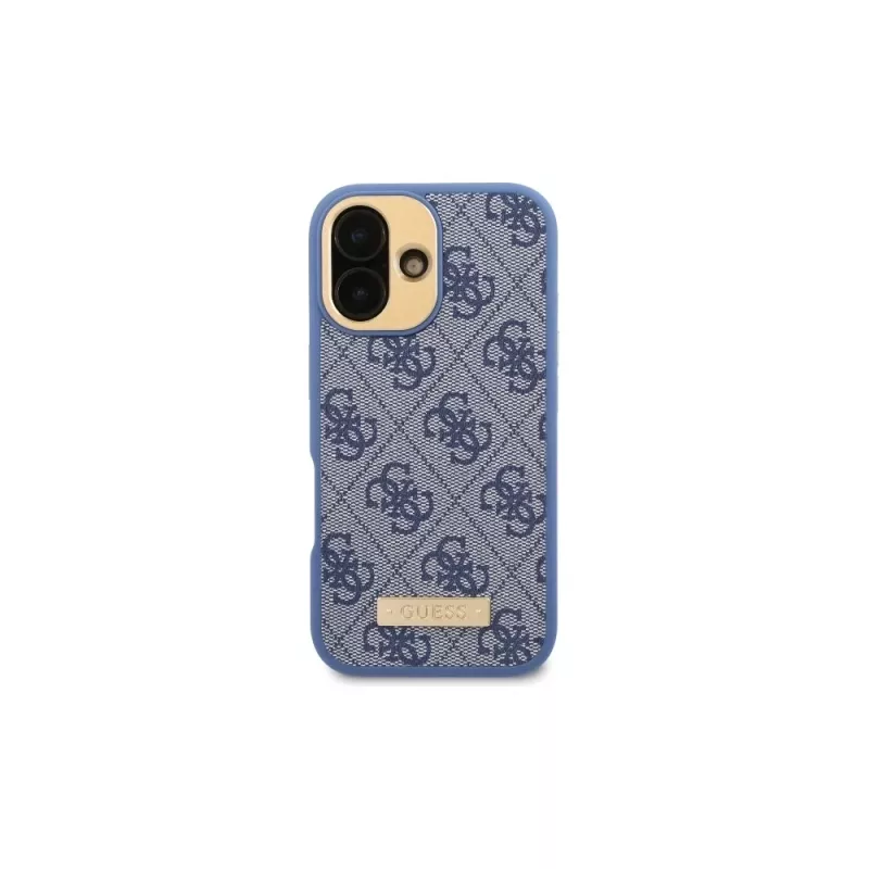 Guess GUHMP16MU4GPRB iPhone 16 Plus 6.7 blu custodia rigida 4G Logo Plate MagSafe