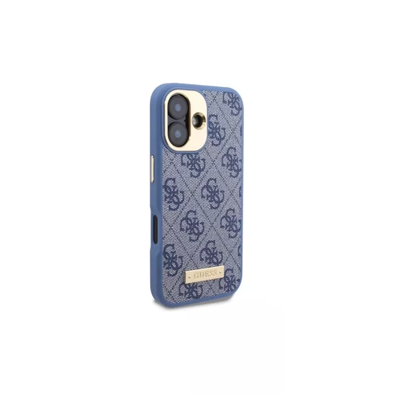 Guess GUHMP16MU4GPRB iPhone 16 Plus 6.7 blu custodia rigida 4G Logo Plate MagSafe