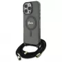 Guess GUHMP16LHCTSGNSK iPhone 16 Pro 6.3 custodia rigida Crossbody Cord Script MagSafe nero