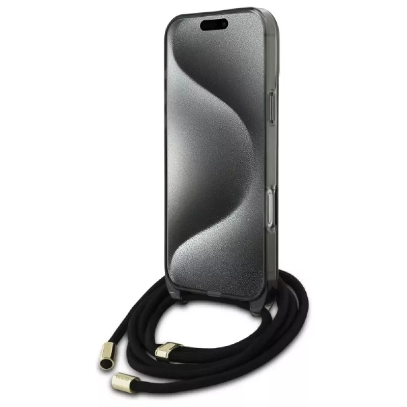 Guess GUHMP16LHCTSGNSK iPhone 16 Pro 6.3 custodia rigida Crossbody Cord Script MagSafe nero