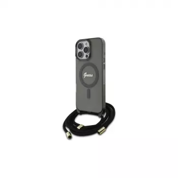 Guess Crossbody Cord Script MagSafe custodia rigida per iPhone 16 Pro Max 6,9