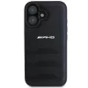 AMG AMHCP16SGSEBK iPhone 16 6,1 inch custodia rigida in pelle nero con linee in rilievo logo nero