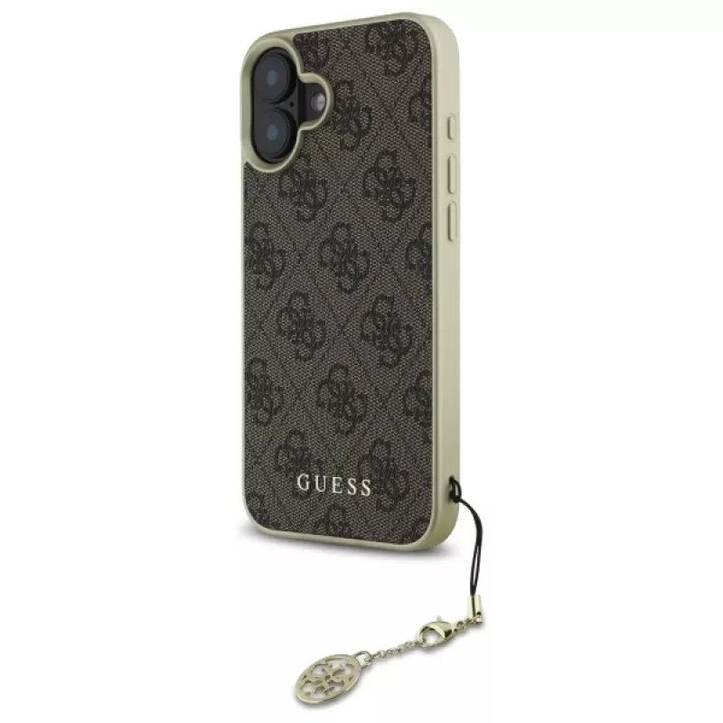 Guess GUHCP16SGF4GBR custodia rigida per Apple iPhone 16 6,1 inch marrone 4G Charms Collection
