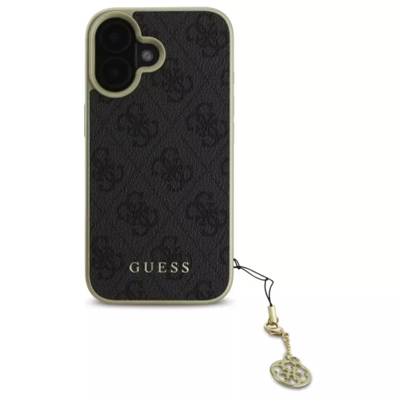 Guess GUHCP16SGF4GGR iPhone 16 6,1 inch nero custodia rigida 4G Charms Collection