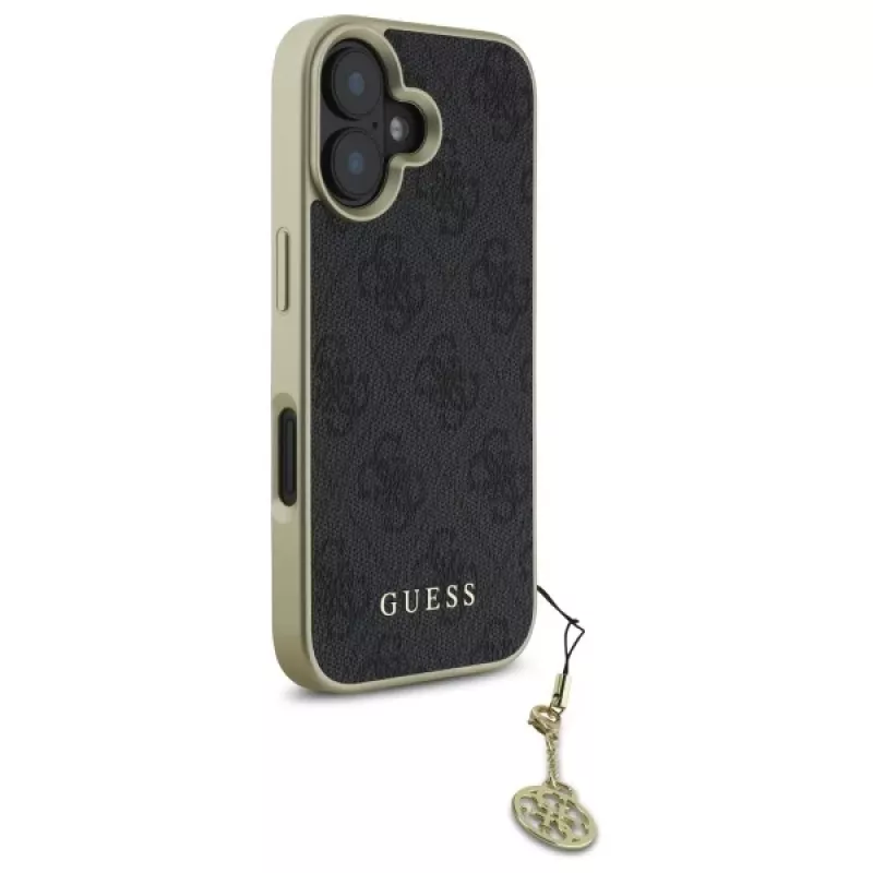 Guess GUHCP16SGF4GGR iPhone 16 6,1 inch nero custodia rigida 4G Charms Collection