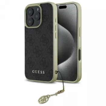 Guess GUHCP16XGF4GGR iPhone 16 Pro Max 6.9 nero custodia rigida 4G Charms Collection