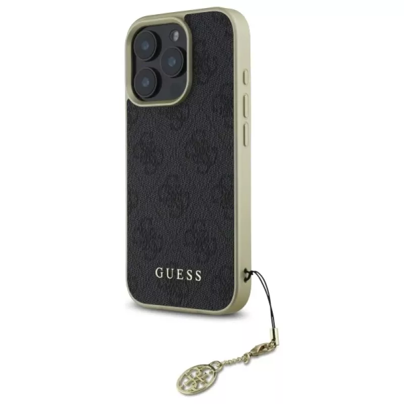 Guess GUHCP16XGF4GGR iPhone 16 Pro Max 6.9 nero custodia rigida 4G Charms Collection