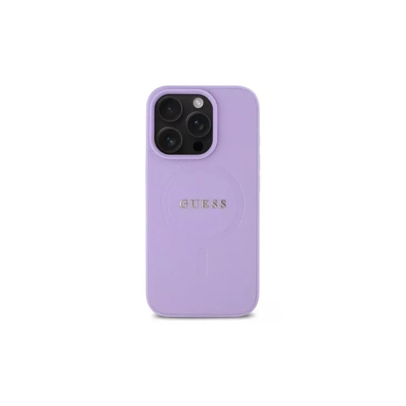 Guess GUHMP16LPSAHMCU iPhone 16 Pro 6,3 inch viola Saffiano in pelle sintetica custodia rigida con MagSafe