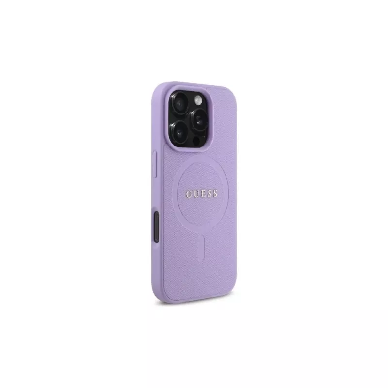 Guess GUHMP16LPSAHMCU iPhone 16 Pro 6,3 inch viola Saffiano in pelle sintetica custodia rigida con MagSafe