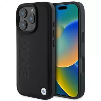 BMW Hot Stamp custodia rigida in pelle per iPhone 16 Pro 6,3