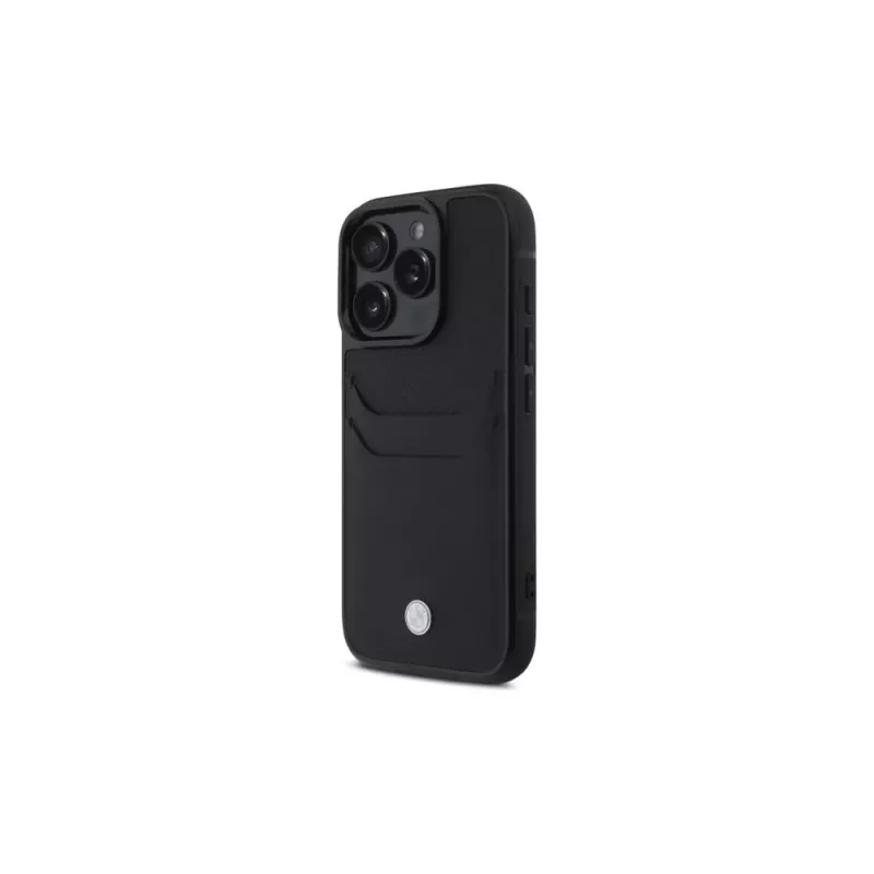BMW Signature custodia rigida in pelle con porta carte per Apple iPhone 16 Pro Max 6,9 inch nero