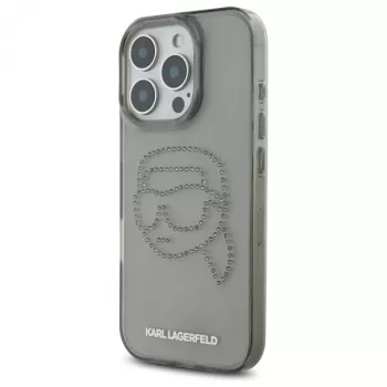 Karl Lagerfeld IML Rhinestones Karl Head Custodia per iPhone 16 Pro Max (nero)