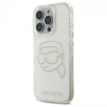 Karl Lagerfeld IML Rhinestones Karl Head Back Cover per iPhone 16 Pro Max (trasparente)