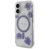 Guess Resin Flowers Glitter Custodia MagSafe per iPhone 16 viola