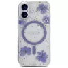 Guess Resin Flowers Glitter Custodia MagSafe per iPhone 16 viola