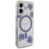 Guess Resin Flowers Glitter Custodia MagSafe per iPhone 16 viola