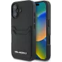 Karl Lagerfeld HC Grained PU Card Slot Metal Elongated Custodia per iPhone 16, nero