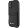 Karl Lagerfeld HC Grained PU Card Slot Metal Elongated Custodia per iPhone 16, nero
