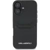 Karl Lagerfeld HC Grained PU Card Slot Metal Elongated Custodia per iPhone 16, nero