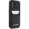 Karl Lagerfeld HC Grained PU Card Slot Metal Elongated Custodia per iPhone 16, nero