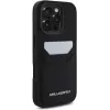KARL LAGERFELD HC Grained PU Card Slot Metal Elongated Custodia per iPhone 16 Pro nero