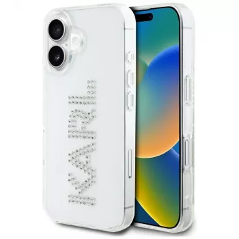 KARL LAGERFELD IML Rhinestones Logo Back Cover per Apple iPhone 16 - trasparente