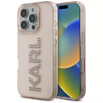 KARL LAGERFELD IML Rhinestones Logo Custodia per iPhone 16 Pro rosa
