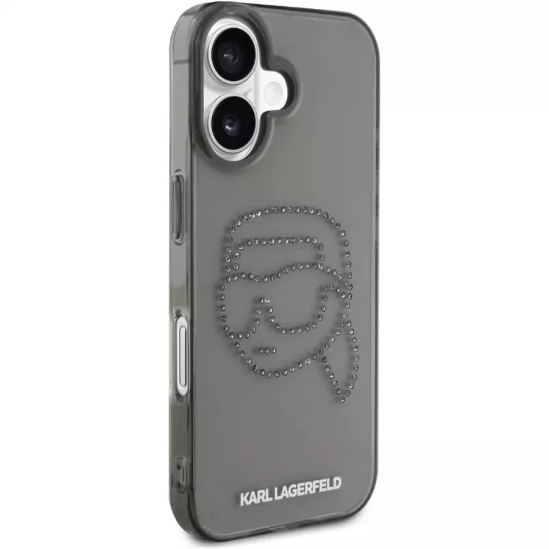 Karl Lagerfeld IML Rhinestones Karl Head Custodia per iPhone 16 (nero)