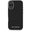 Karl Lagerfeld Saffiano FullWrapped Elongated Metal Logo Custodia MagSafe per iPhone 16 nero