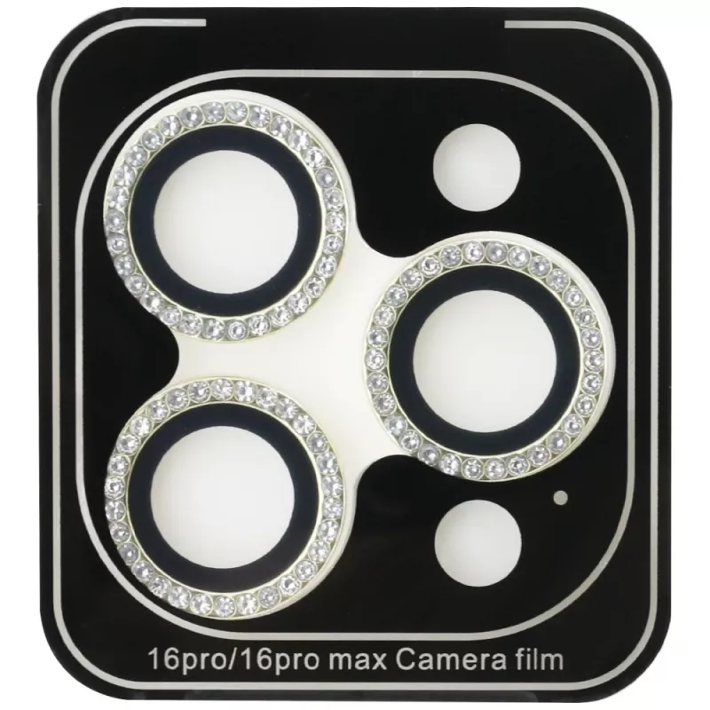 Guess BP Rhinestones Kit 2-in-1 protezione schermo e lente fotocamera per iPhone 16 Pro Max oro