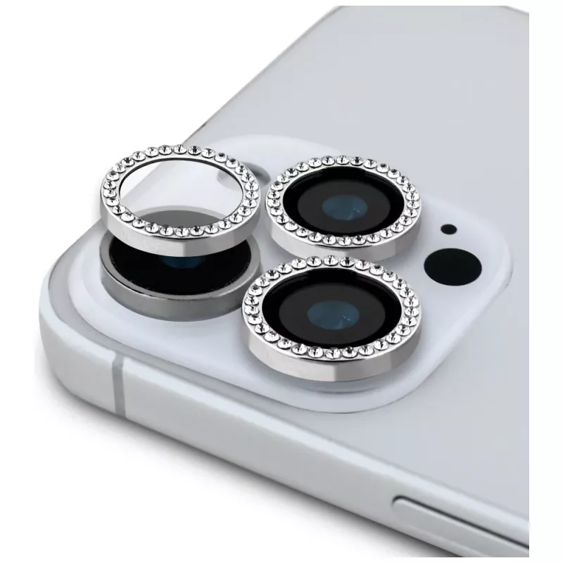 Guess BP Rhinestones Set 2-in-1 protezione schermo e lente fotocamera per Apple iPhone 16 Pro Max - argento