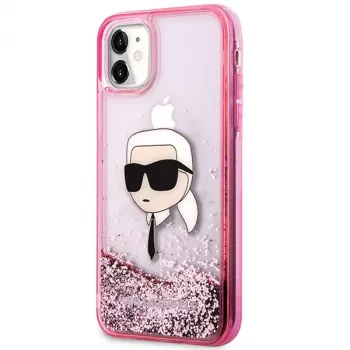 Karl Lagerfeld KLHCN61LNKHCP Hardcase per iPhone 11/XR, rosa, Glitter Karl Head